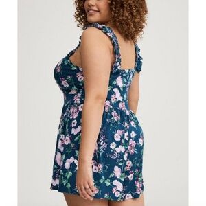 Torrid - Ruffled Straps Blue Floral Purple Layered Sweetheart Romper - 3X
